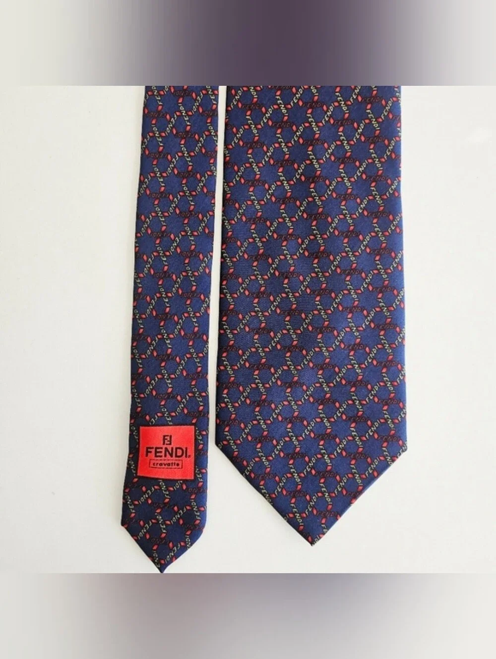 Fendi Navy Blue Silk Neck Tie